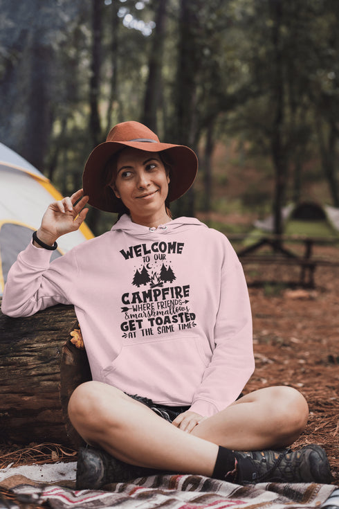 C & Win Sports Welcome To Our Campfire Hoodie Light Pink / S - C & Win Sports